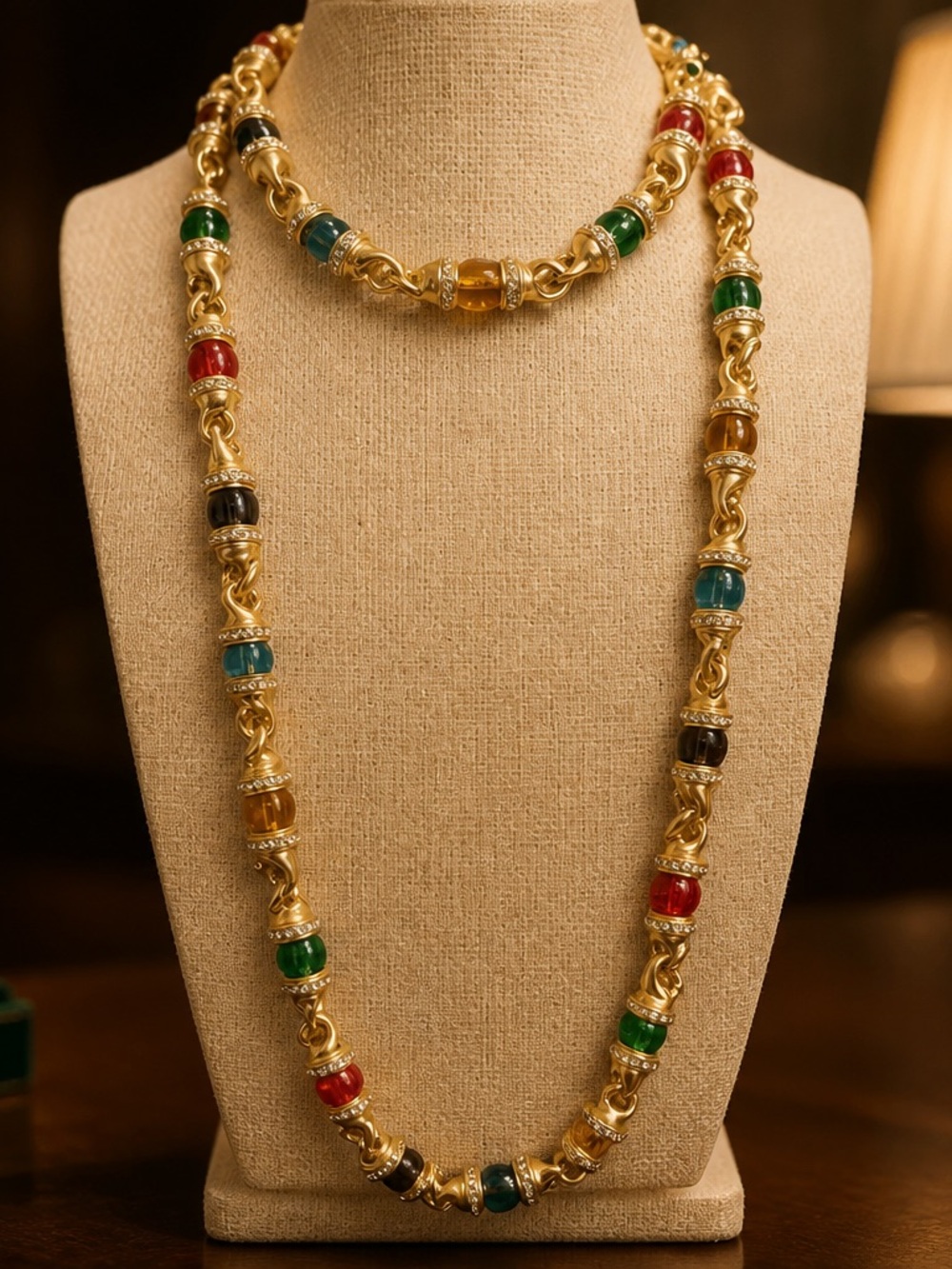 Gold Multicolor Beaded Chain Necklace - Women Jewelry